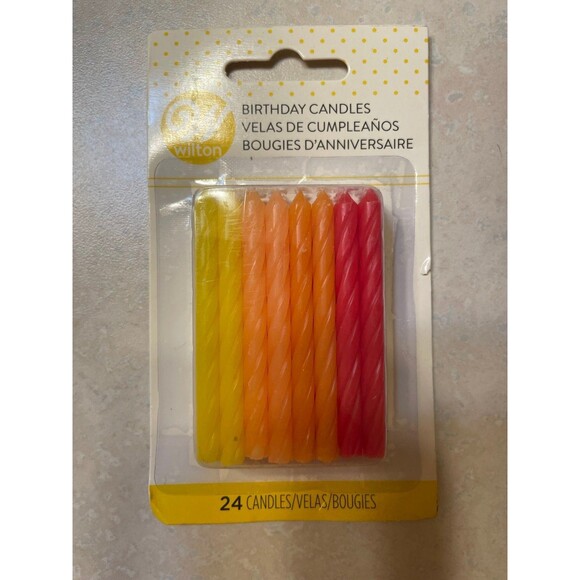 Lot of 2 Red, Orange and Yellow Ombre Birthday Candles, 24-Count - Picture 1 of 1
